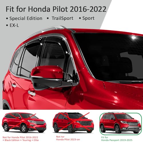 in Channel Extra Durable Rain Guards for Honda Pilot 2016 (4 Count)