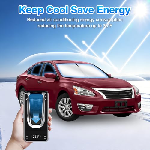 Windshield Sun Shade for Nissan Altima 2013 2014 2015 2016 2017 2018 Car Window Shades Thicken UV Block and Blackout Privacy Foldable Sunshades 8PCS Accessories Keep Cool Sun Visor Covers (8 Count)