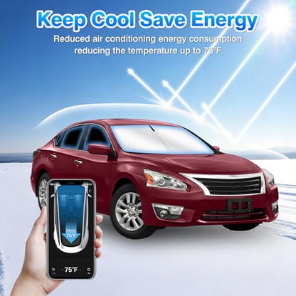 Windshield Sun Shade for Nissan Altima 2013 2014 2015 2016 2017 2018 Car Window Shades Thicken UV Block and Blackout Privacy Foldable Sunshades 8PCS Accessories Keep Cool Sun Visor Covers (8 Count)