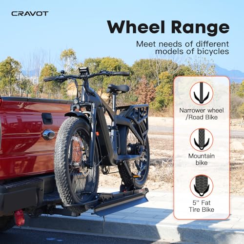 E1 Ebike Rack with Ramp 100lbs 5'' Tire 2'' Receiver