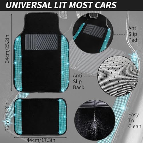 Aquamrine Bling Car Floor Mats Full Set