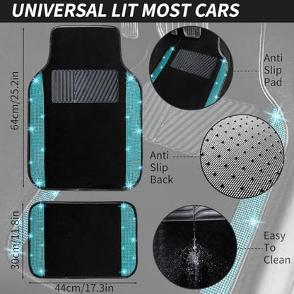 Aquamrine Bling Car Floor Mats Full Set