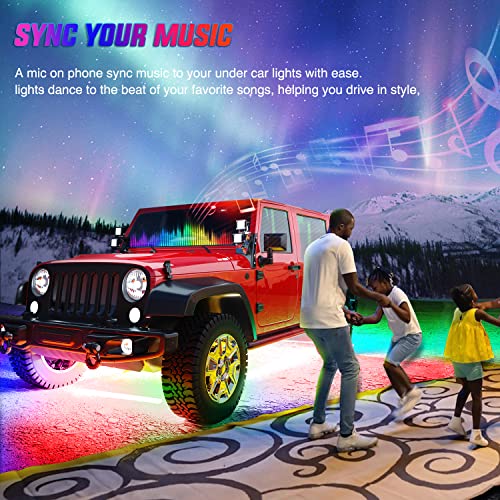 4PCS RGB LED Underglow Lights Strip with APP & Remote Control