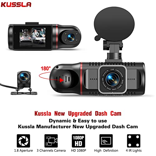 3 Channel Dash Cam Front Rear Inside