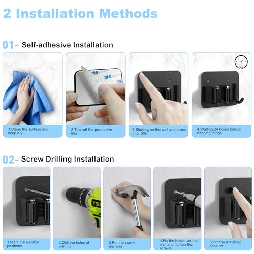 2 Pack Broom Holder Wall Mount (2 Count)