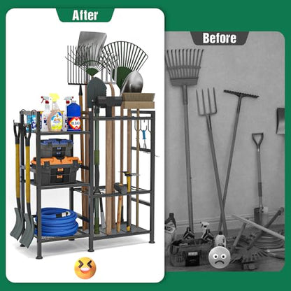 Garden Tool Organizer with Large Hooks