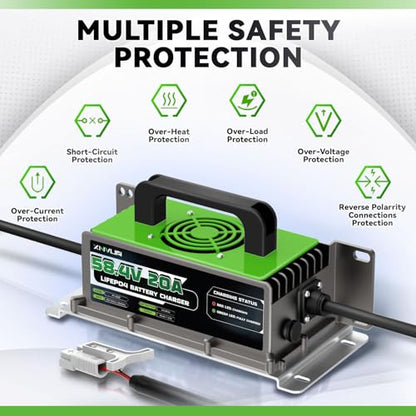 58.4V 20A LiFePO4 Battery Charger Support 0V Restart Charging Function
