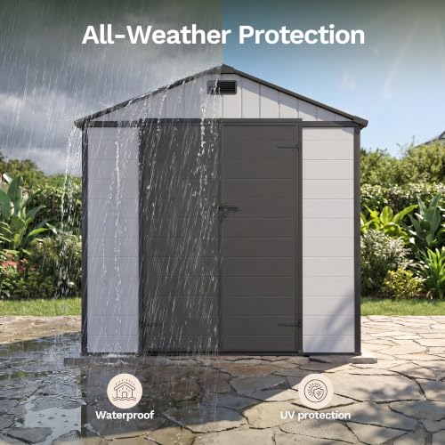 8x8 FT Resin Outdoor Storage Shed with Floor