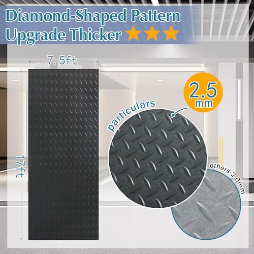 7.5'x17' Garage Floor Mat Diamond PVC Garage Flooring Anti