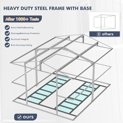 10x12 FT Outdoor Metal Storage Shed with Unique Base Sunroof Window Lockable Door Vent