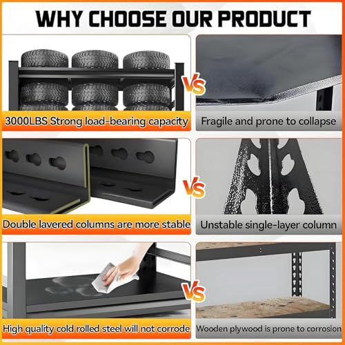 2pack Garage Shelving Heavy Duty Storage Shelves for Garage (4 Count)
