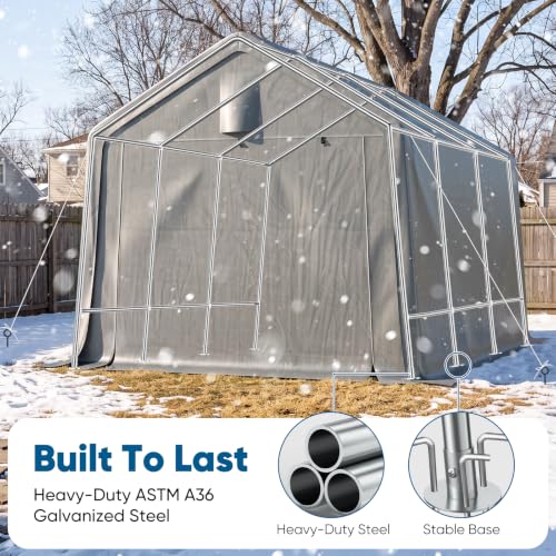 10x15FT Carport Shelter Large Storage Shed with Roll