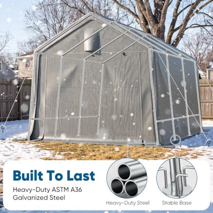 10x15FT Carport Shelter Large Storage Shed with Roll