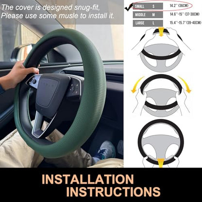 Nappa Leather Steering Wheel Cover for Tesla Model Y