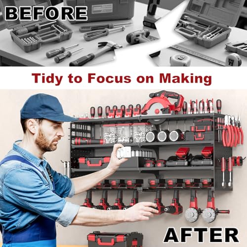 33" Metal Power Tool Organizer Wall Mount