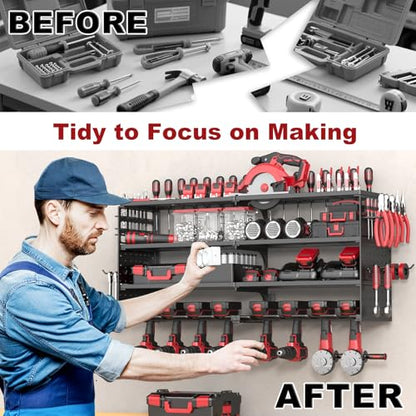 33" Metal Power Tool Organizer Wall Mount
