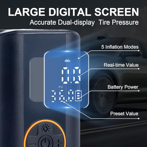 Tire Inflator Portable Air Compressor Cordless Rechargeable Mini Air Pump
