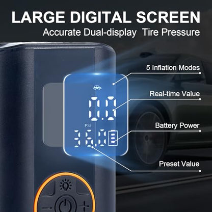 Tire Inflator Portable Air Compressor Cordless Rechargeable Mini Air Pump