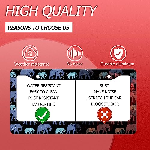 Blue Elephant License Plate Frame Stainless Steel Car Accessory 6.3x12.3In