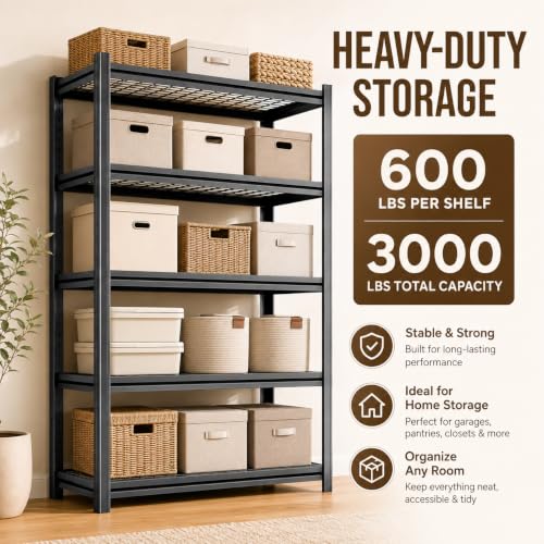 Heavy Duty Metal Bookshelf Adjustable Storage Shelving Unit for Home Office