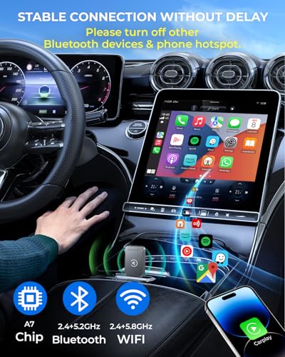 Wireless Carplay Adapter for Apple iPhone & Android Auto 2