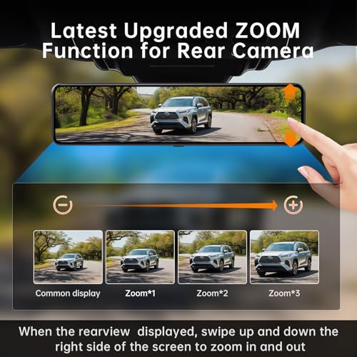 G850+ 12" 4K UHD Mirror Dash Cam Front and Rear with Zoom Backup Camera
