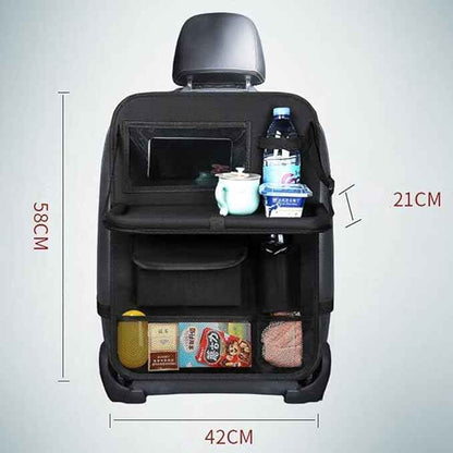 Tumecos 2 Pack Car Seat Back Organizer and Storage with Touch Screen Tablet Holder, Kick Mats, Back Seat Protector (black&red)