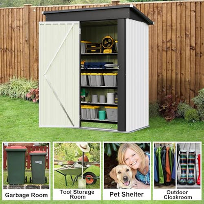 Metal Outdoor Storage Shed 5 x 3 FT Metal Shed with Lockable Door