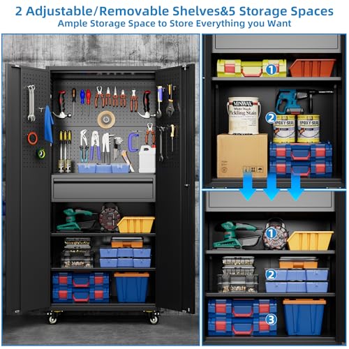 71 Inch Garage Storage Cabinet with Drawer