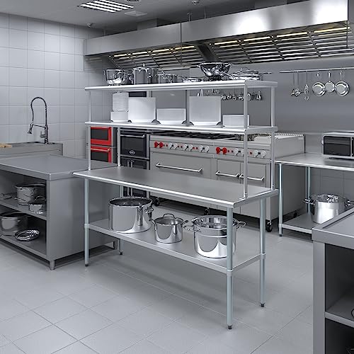 Stainless Steel Work Table Double Tier Overshelf