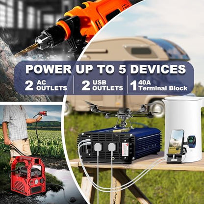 Power Inverter 2000Watt Pure Sine Wave Inverter 12V to 110V 120V AC