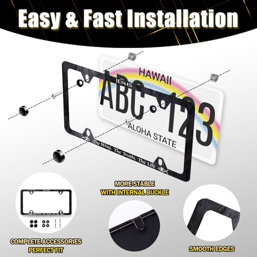 Jesus The Way The Truth The Life License Plate Frame 12.2 x 6.2 Inch