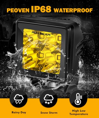 LED Pods 2 Inch Amber Fog Offroad Cube Lights Focused Spotlights (2 Count)