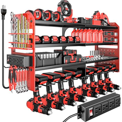 Large Power Tool Organizer Wall Mount with Charging Station