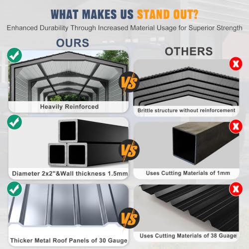 Military Grade Metal Carport 12x20 FT
