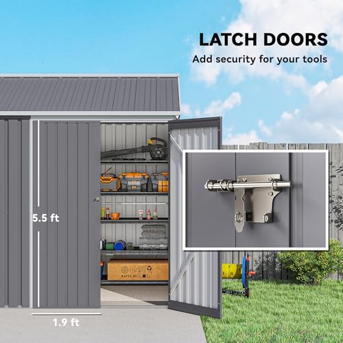 8' x 5.5' Outdoor Storage Shed Metal Garden Shed Window Gray