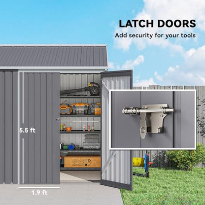 8' x 5.5' Outdoor Storage Shed Metal Garden Shed Window Gray