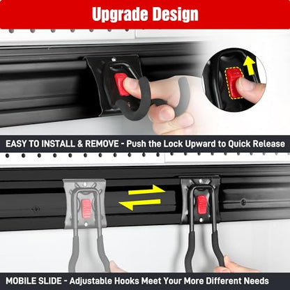 64" Garage Tool Organizer Wall Mount with 8 Adjustable Hooks