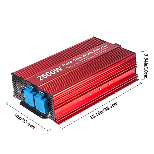 2500W Pure Sine Wave Inverter 12V to 120V AC with 2 AC outlets