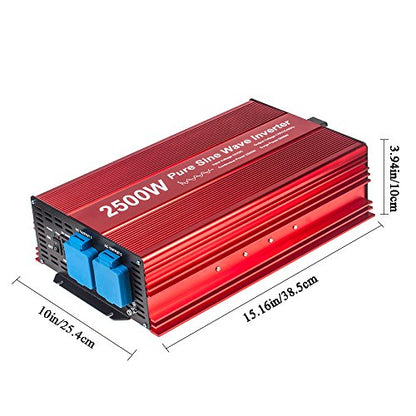 2500W Pure Sine Wave Inverter 12V to 120V AC with 2 AC outlets