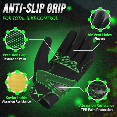 Breathable Motorcycle Gloves for Men with TPR & Kevlar Palm Protection Hard Knuckles Touchscreen