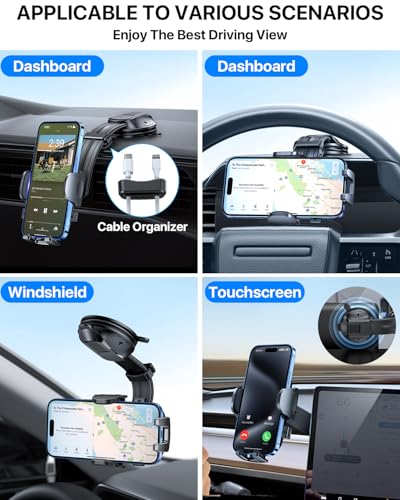 2026 Ultimate Car Phone Holder Mount [Bendable & Adjustable Aluminum Arm] Cell Phone Holder for Car Dashboard Windshield Phone Stand for iPhone 17 16 15 14 Pro Max Samsung Pickup Truck