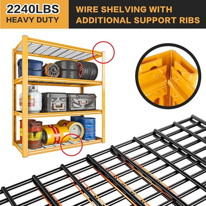 40" W Yellow Garage Shelving with Double