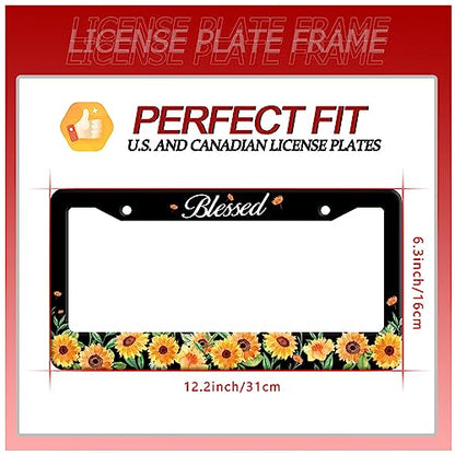 Watercolor Sunflower License Plate Frame Stainless Steel Car Parts 12.3x6.3