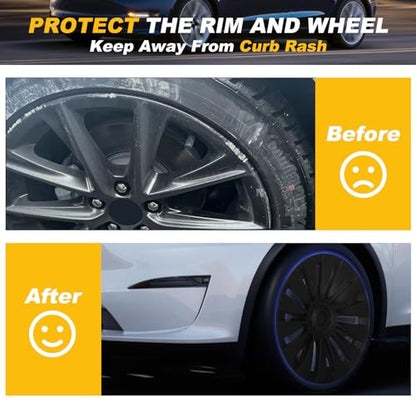 2025 Wheel Covers for Tesla Model Y Accessories 2024 19 Inch 4 Pcs Hubcaps Compatible with Tesla Y 2024 2023 2022 2021