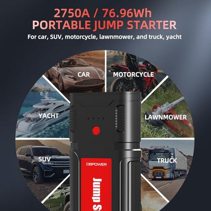 Jump Starter 2750A Peak 76.96Wh Portable Car Jump Starter