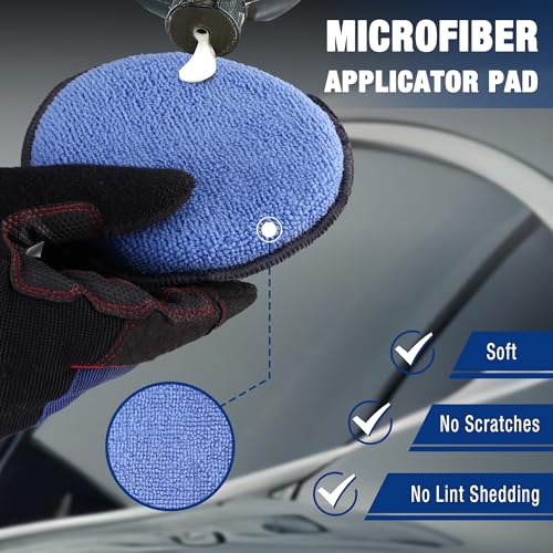 18 Pack Car Microfiber Wax Applicator Pads with Finger Pocket (18 Count)