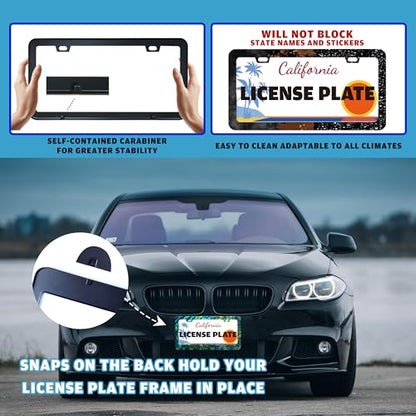 Funny Faux Abalone License Plate Frame Stainless Steel 6.3 X 12.2 Inch
