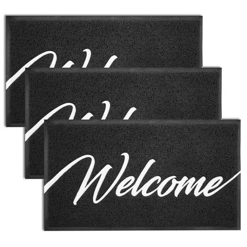 Door Mat 3 Pack Outside Inside Welcome Doormat 30"x17.5" Durable Floor Mat Non Slip Rug Ultra Absorb Mud Easy Clean Front Doormat for Garage (10.94 Sq Ft)