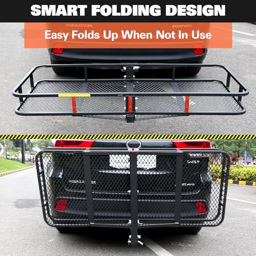 Folding Hitch Mount Cargo Carrier Basket 60" x 20" x 6" with Waterproof Bag